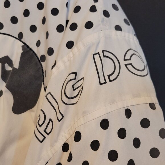 Big Dogs Polka Dot Puffer Coat Dog Logo Print Zip Pockets Adult M/L 90s Retro - Picture 4 of 12
